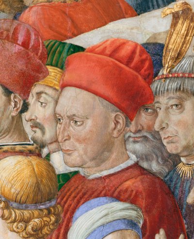 Volto nella processione (dettaglio dal ciclo del Viaggio dei Magi nella cappella) da Benozzo di Lese di Sandro Gozzoli